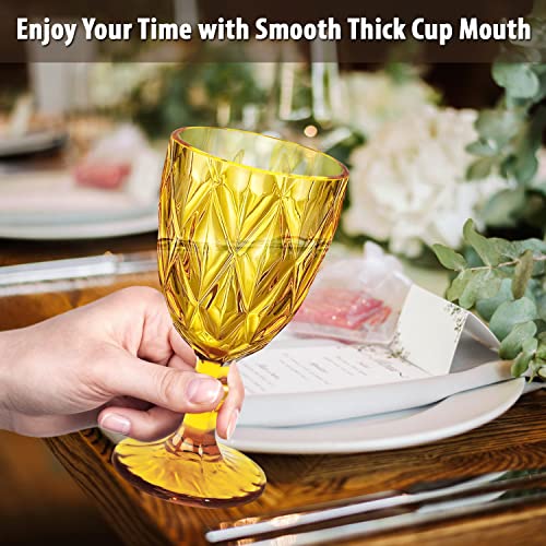 Nilor Amber Glasses Goblets Drinkware Set Water Glasses Colored Wine Glasses Set Of 6 Drinking Glasses Vintage Glassware Great For Party, Wedding Chirstmas - 12 Ounce #TOP2
