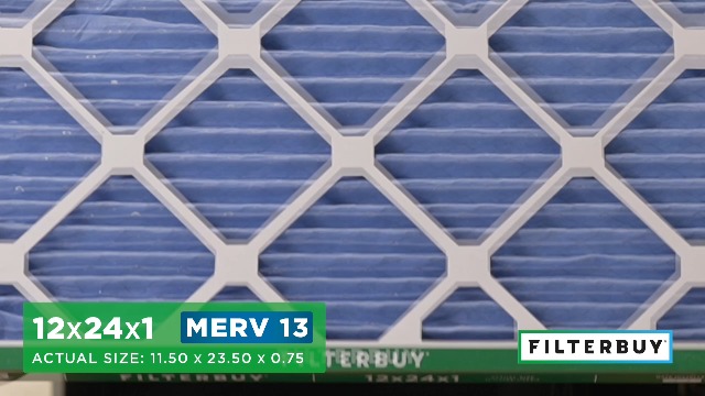 Image of Filterbuy 12x24x1 Air Filter MERV 13 Smoke & Allergy Defense (4-Pack) | Electrostatic Pleated HVAC AC Furnace Filters Replacement, Made in USA (Actual Size: 11.50 x 23.50 x 0.75)