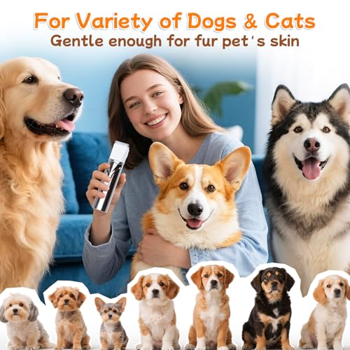 4 in 1 Hundeschermaschine Set Ninonly Leise Wiederaufladbar Schermaschine Hund Katze mit 4 Multifunktions Schneidköpfen für Körper, Pfoten, Augen, Ohren Pfotentrimmer für Hunde Gunmetal