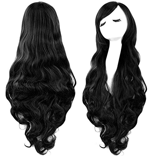 Rbenxia Curly Cosplay Wig Long Hair Heat Resistant Spiral Costume Wigs Black 32 80cm Rbenxia Curly Cosplay Wig Long Hair Heat Resistant Spiral Costume Wigs Black 32" 80cm
