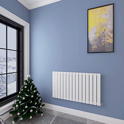 Acezanble│Horizontal Designer Flat Panel Radiator White 600x1020mm Double Panel Central Heating — image 1