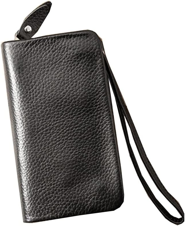 Men's Leather Key Case Large Capacity Utility Vehicle Home Key Case Leisure Buckle Key Wallet Mini Card Case，A