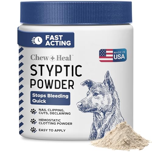 Chew + Heal Labs Styptic Powder for Dogs & Cats - 1.5 oz - Quick Stop Bleeding for Dogs Nails & Minor Cuts - Blood Clotting Powder & Bleed Stop Formula