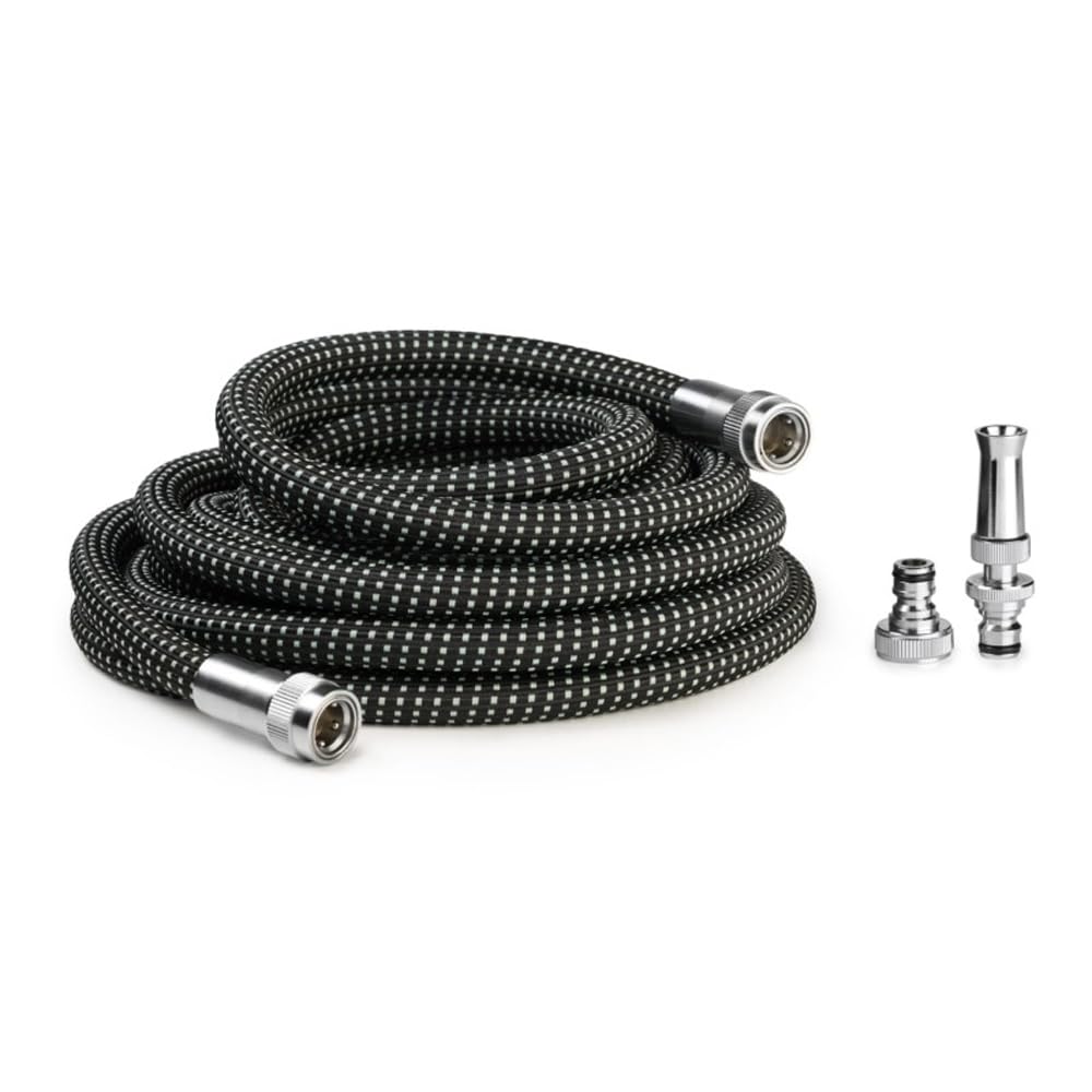 TUBO IRRIGAZIONE GIARDINO ESTENSIBILE 20mt + RACCORDI CROMATI AQUAJET COLORTAP