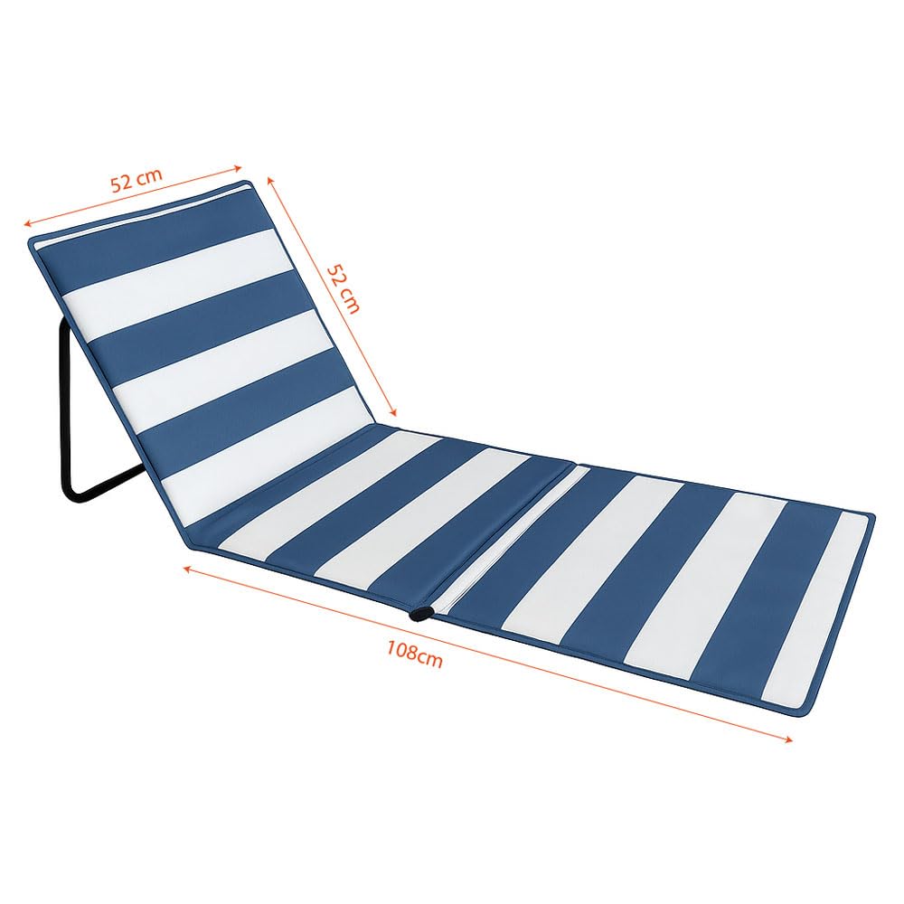SACAR Matelas rembourré avec dossier inclinable pliable - Lit de soleil compact avec bandoulière - Idéal pour la plage, le camping, le lac et le jardin