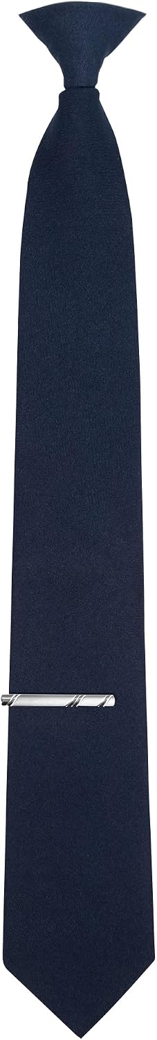 TIE G Clip on Tie for Uniform, Blade 3.25" (8.5 cm), Length 21.25" Reg and 24" E Long with Tie Clip set