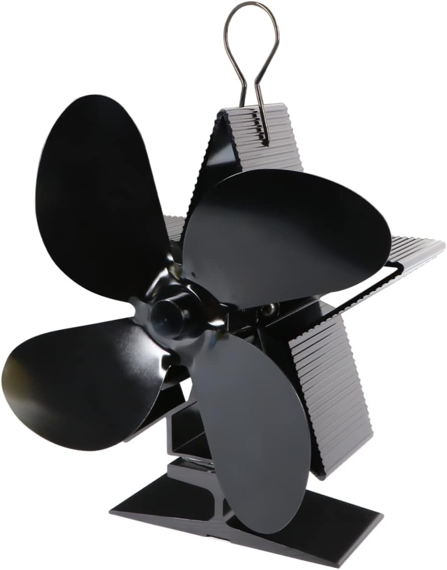 Zerodeko Warm Air Fan for Fireplace Heat-powered Stove Fan -efficient Overheat Safe Black