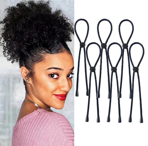 AICILY 5 lazos ajustables para el cabello largo afro abombados para cola de caballo para mujeres con cabello rizado natural, grueso, trenzado, diseño antideslizante (estilo A-5 piezas)