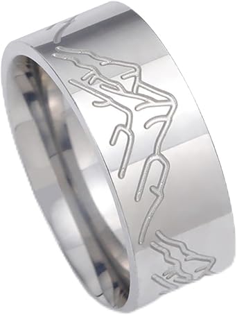 UNIFT Mountain Ring for Men Women Stainless Steel Stylish Chic Mountain Outdoor Hiking Ring Jewelry for Nature Lovers