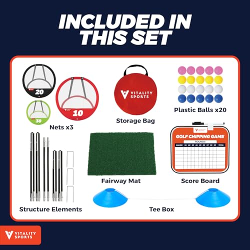 image for Vitality Sports Golf Chipping Net, 3PCS Pop-Up Golf Practice Net for B