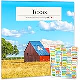 テキサスカレンダー2026 - デラックス2026テキサスランドスケープ壁掛けカレンダーバンドル100枚以上のリマインダーステッカー(星空の州ギフト、オフィス用品)