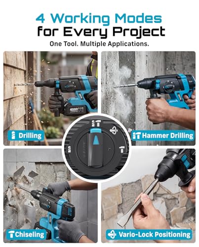 Seesii 1-Inch Cordless SDS-Plus Rotary Hammer