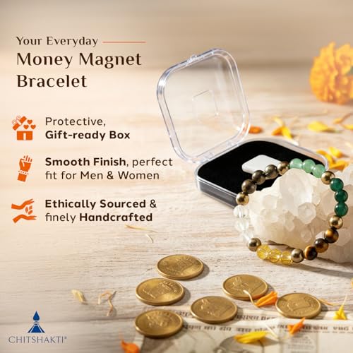 Image of Chitshakti Premium Money Magnet Bracelet 8mm | 5 Natural Wealth Crystals for Prosperity, Business Success & Good Fortune | Elegant Dhana Lakshmi Braclet for Men & Women