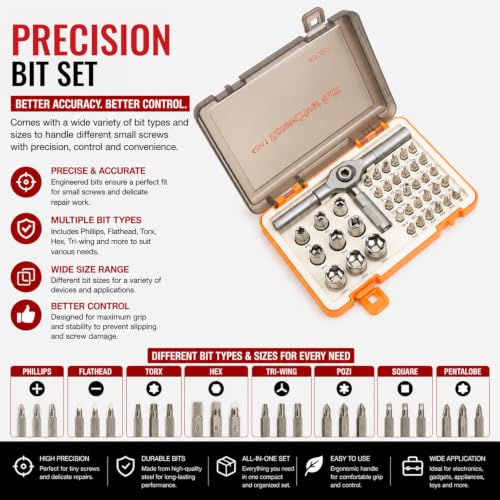 Image of Spartan 43 in 1 Precision Screwdriver Tool Set | Multi-Purpose Magnetic Repair Kit with Storage Case & Assorted Bits for Mobile, Laptop, Watch, Camera, Electronics & DIY Use