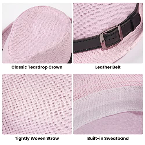 Pink Fedora Hats For Men Summer Beach Fedora Sun Hat Straw Depp Fedora Hats For Men Fadorabhats For Men Pink Hats For Men,Lt Pik, Lxl #TOP3