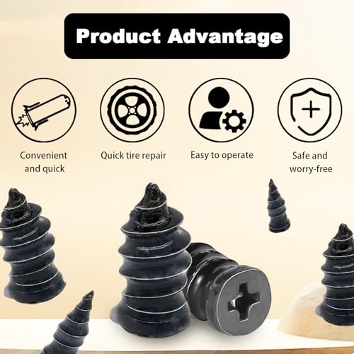 Image of 40 PCS Tire Repair Rubber Nail, Rubber Screw Tire Plugs Self-Service Vacuum Tire Repair Nail Kit Tires Quick Puncture Repair Tools or Car, Truck, Motorcycle