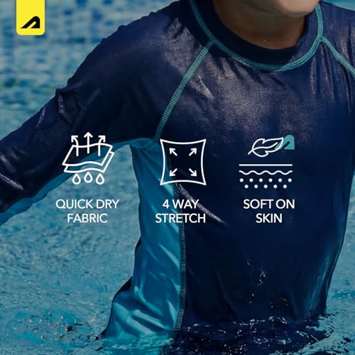 Image of Boldfit Swim Suit for Boys Full Sleeve Swimming Costume, Stretchable Swim T-Shirt, Flexible Fit Swimwear