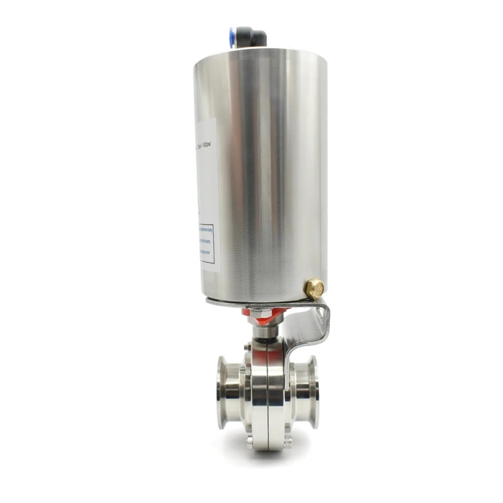 SWEWDSQG SS304/316L stainless steel pneumatic vertical clamp butterfly valve with an outer diameter of 19-108 mm(76mm Ferrule OD 91,SS304)