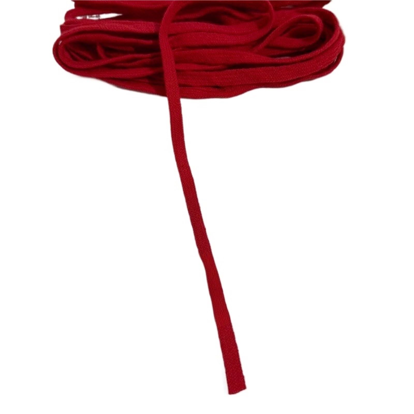 5 Meters Flat Braided Strap Hoodie Drawstring Sweatpants Waist Rope Replacement DIY Garment Sewing Supplies(Red,1cm)