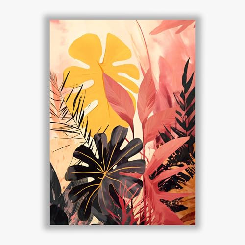 Impression Monstera Rose Jaune Grand Cadre Tropical Radiance - 2