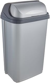 Large 50L silver Roll-Top rubbish bin, available in 3 sizes and 2 colours
