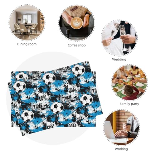 Set de table en faux lin bleu et noir décoratif durable - 8