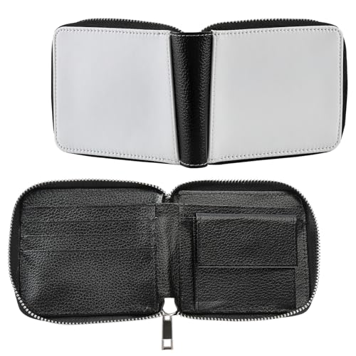 10 Pieces Sublimation Wallet Double Side Blank Pu Leather Men's Women's Zipper Card Holder Organizer Bag Coin Purse DIY Heat Transfer Print Crafts For Father's Day