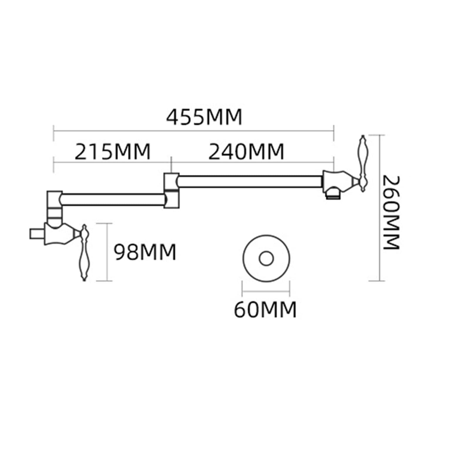 XYNSNDB Rubinetto riempitivo per pentole diffuso, lavello da cucina professionale a parete Rubinetto pieghevole riempitivo per lavabo in ottone, rubinetto con braccio oscillante estensibile pieghevole