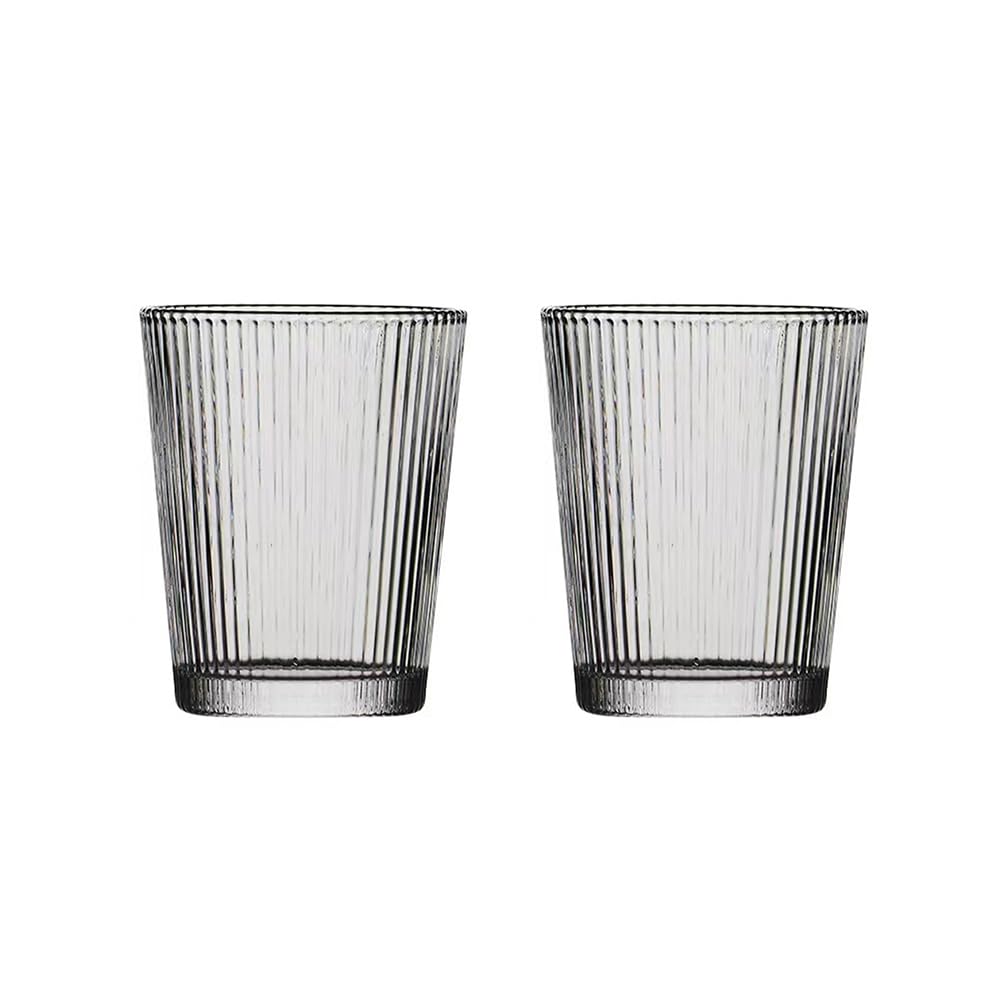 Pestrema Japanese vertical pattern glass, cocktail glass, juice glass, household water glass. (Transparent & Short)