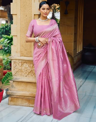 Image of SIRIL Women's Jacquard Kanjivaram Soft Silk Saree Pure Silk With Unstitched Blouse Piece