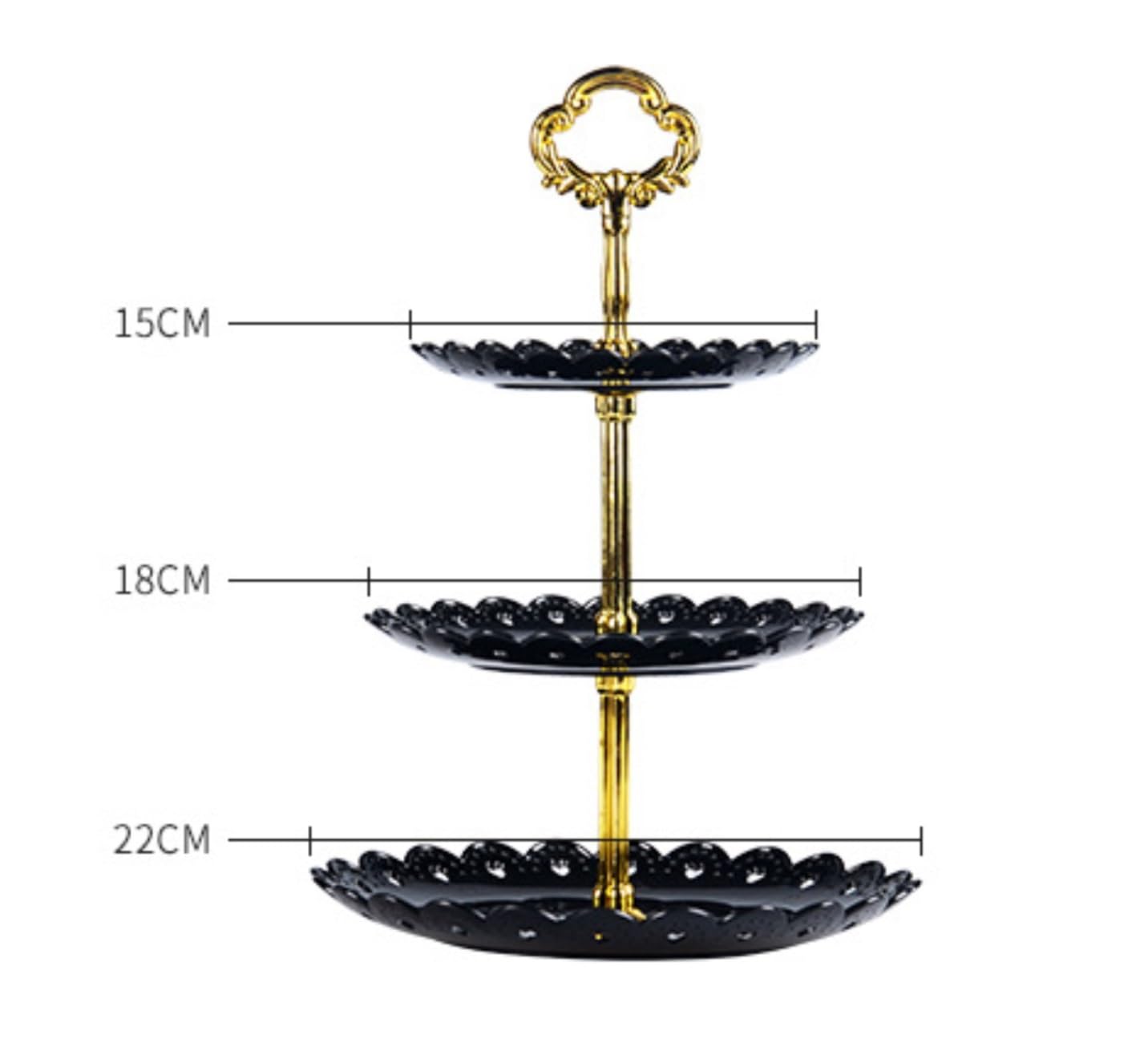 Stojak Na Torty Stojak Na Babeczki, Stojaki Na Popołudniową Herbatę, Elegancki Stojak Ekspozycyjny Patery Na Ciasta(Black)