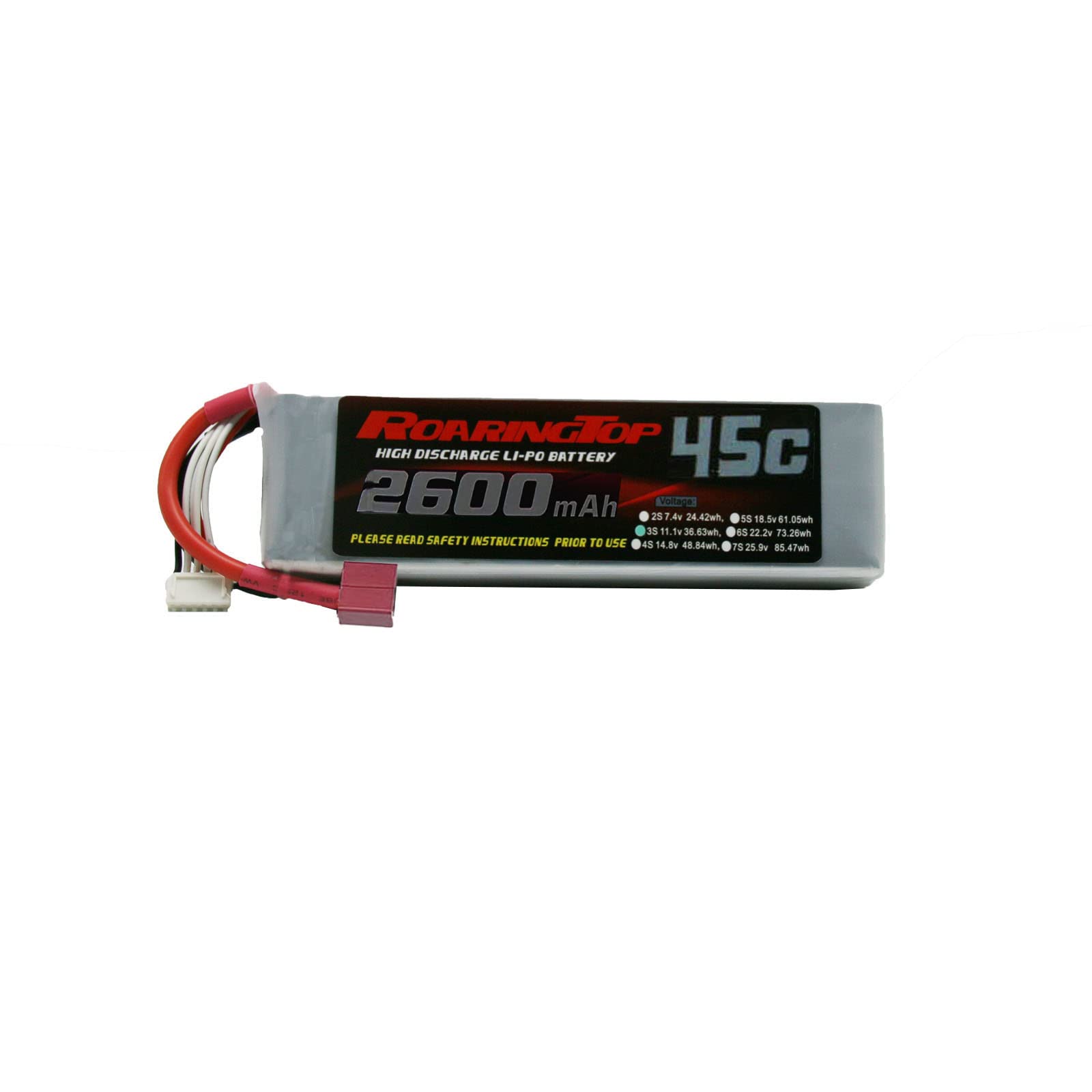 RoaringTop 11.1V 2600mAh 3S 45C Lipo Battery with T Plug for RC Car Boat Truck Heli Airplane Quadcopter Helicopter Multi-Motor Hobby DIY Parts