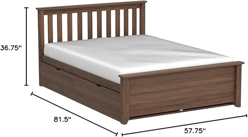 Miniatura 2 de Max & Lily Full Bed, Wood Bed Frame with Headboard for Kids with Trundle, Slatted, Walnut