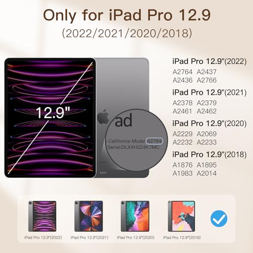 JETech Magnetische Hülle für iPad Pro 12,9 Zoll (2022/2021/2020/2018)