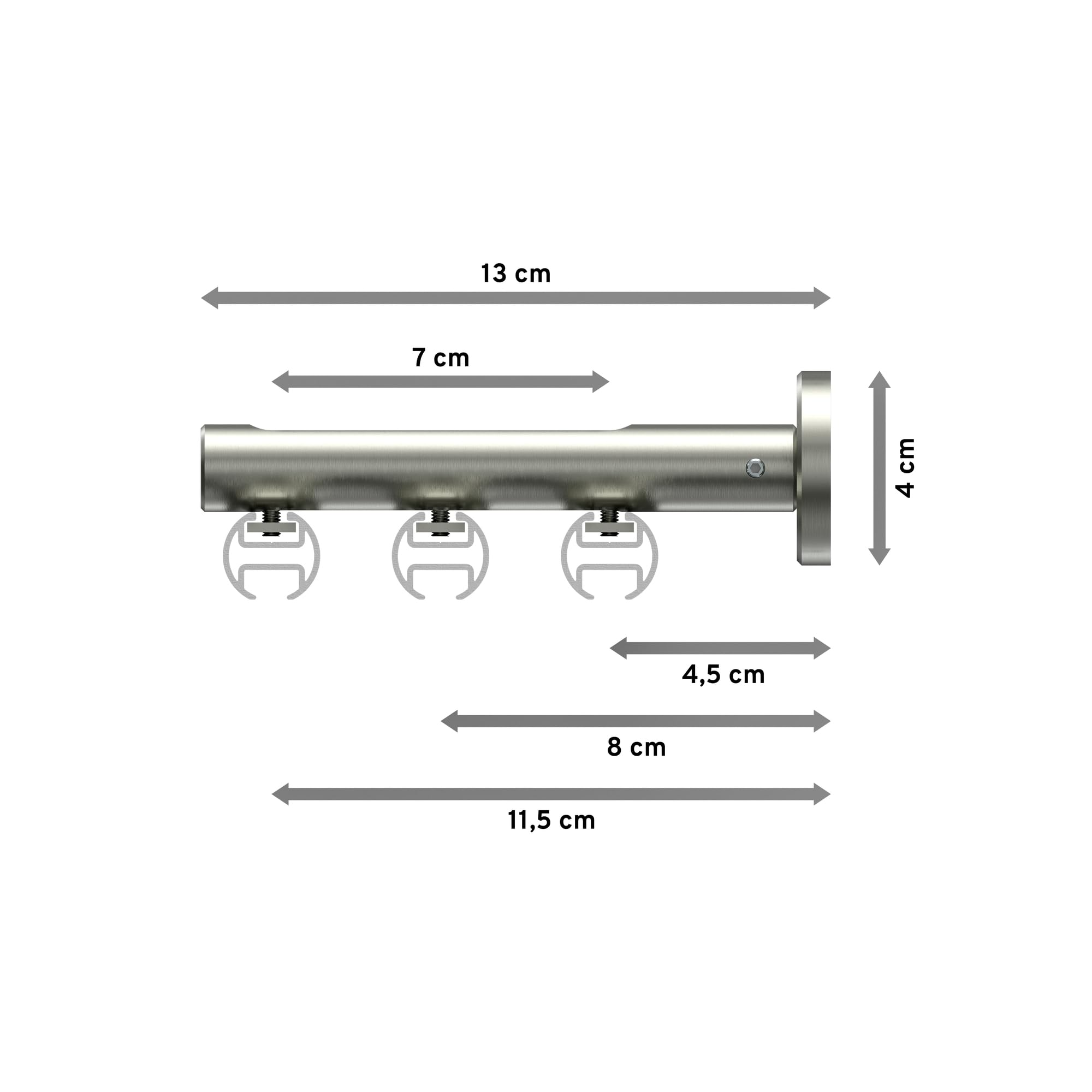 INTERDECO Innenlaufstange 20 mm 3-läufig Edelstahl-Optik 400 cm