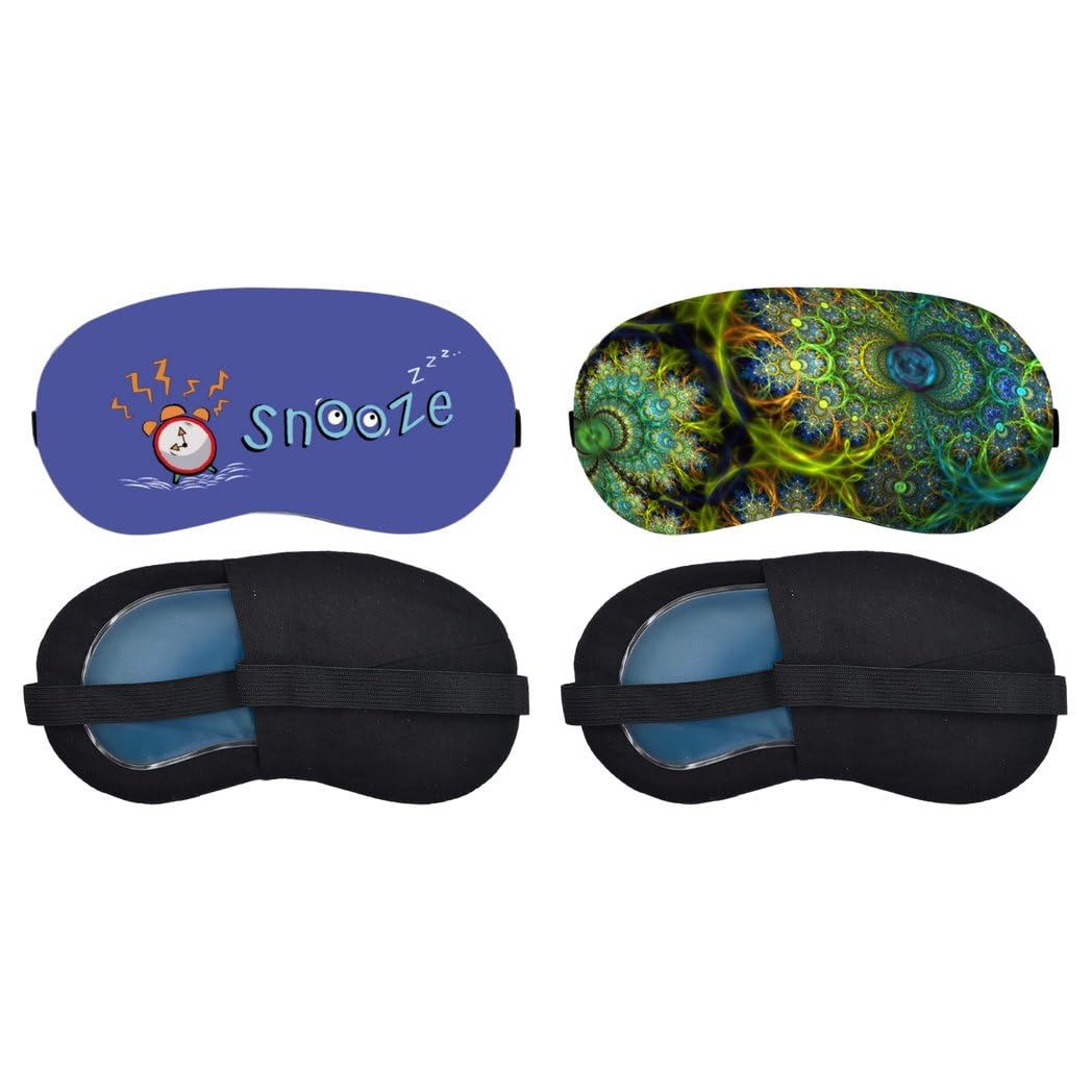 Aoxeria Snooze Alarm, Psychedelic Fractal Sleeping Eye Mask Combo, Soft Comfortable Light-Blocking Eye Cover for Women, Men & Kids, Reusable Blindfold for Night Sleep, Nap, Travel, Flight (Pack of 2)-image-29