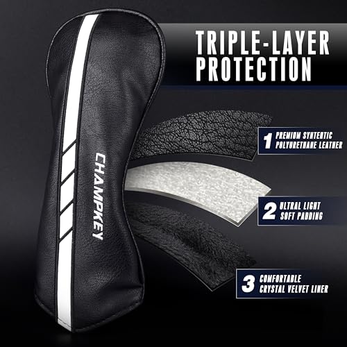 CHAMPKEY Premium Golf Head Covers for Woods & Driver - Advanced Polyurethane Synthetic Leather - Available as Single or Full Set - Image 3