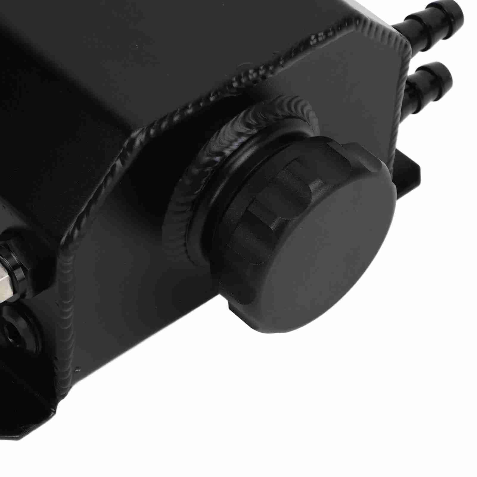 Yctze Serbatoio di Troppopieno del Liquido di Raffreddamento in Lega di Alluminio, Serbatoio Universale per Radiatore da 2 Litri, per la Maggior Parte delle Auto, con Tappo Ben Chiuso, (BLACK)