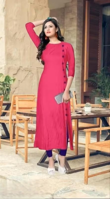 Trending & Pretty Long Gown with Beautiful Front Mirror Embroidery and Storage Print for Women's and Girls |4|Button Long_-|A,-image-48