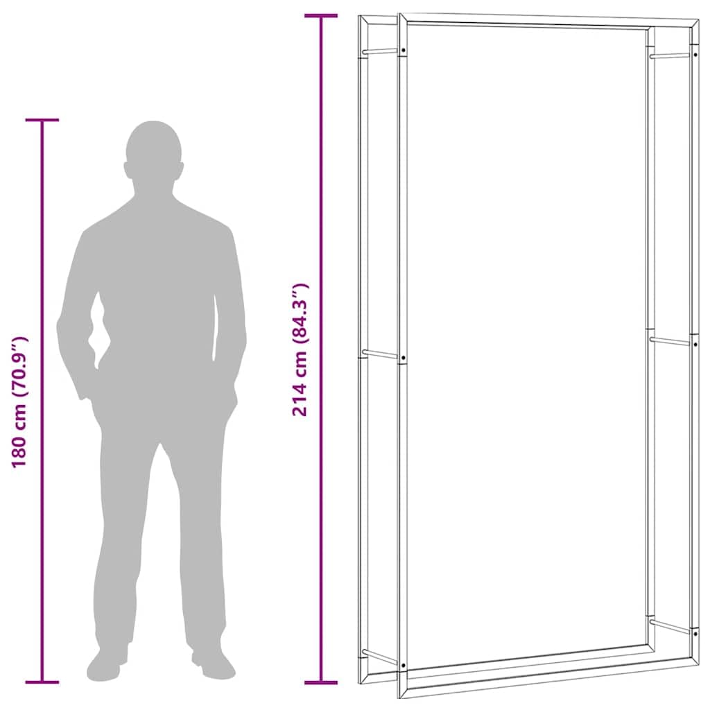 vidaXL Leñero Estante Leña Sala Salón Estar Organizador Mueble Estantería Almacenamiento Decoración Habitación Acero Negro Mate 110x28x214 cm