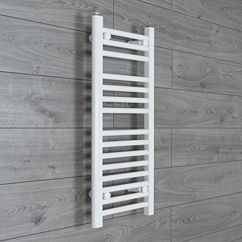 companyblue 300mm wide x 800mm high Heated Towel Rail Straight Flat White Bathroom Warmer Radiator Rack Central Heating