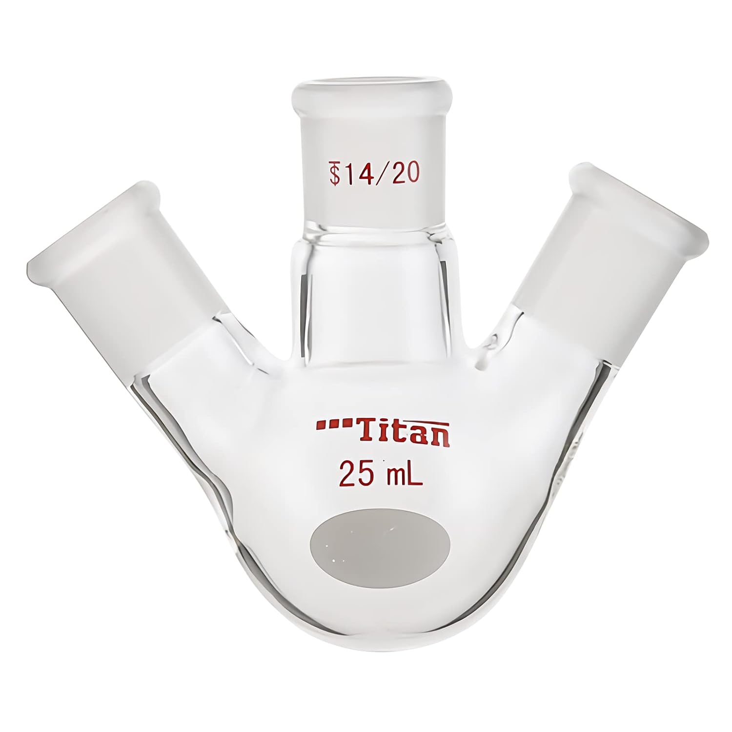 AdamasBeta 25ml 3 Neck Round Bottom Flask with 14/20 Center and 14/20