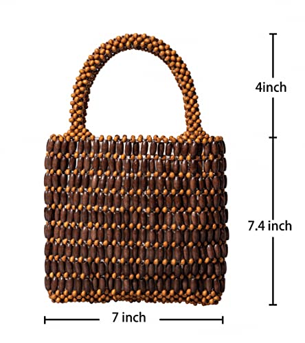 Bolso Pequeño de Madera con Cuentas Tejido para Mujer miniatura 5
