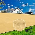 KANAGAWA 6ft x 50ft Privacy Screen Fence, 90% Blockage Heavy Duty 175 GSM Fencing Mesh Net Cover for Outdoor Wall Garden Yard Backyard 80 Cable Zip Ties Included Sand