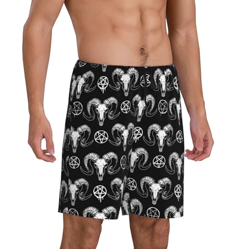 Novastar Mens Pajama Pants - Gothic Cool Goat Skull Sleep Comfy Shorts Men Pajama Shorts, Pj Pants for Mens Lounge Shorts