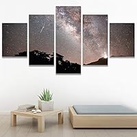 SIGNWIN 5 Panel Canvas Wall Art Aerial Astronomy & Space Expressive Global Moon Multicolor Photography Realism Warm for Home Decorations Ready to Hang - 60