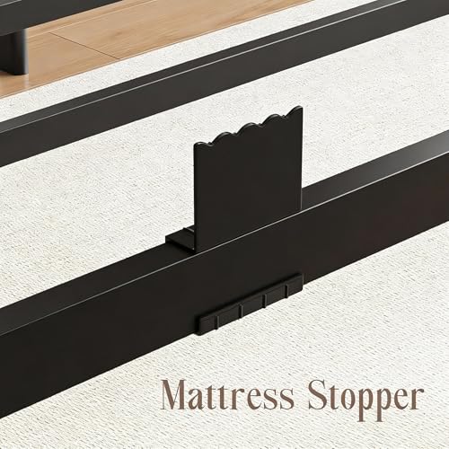 Image of Full Metal Bed Frame 14 Inch, Heavy Duty Platform, No Box Spring Needed | Headboard compatible, round corners, under-bed storage, mattress retainers, squeak-resistant, easy assembly