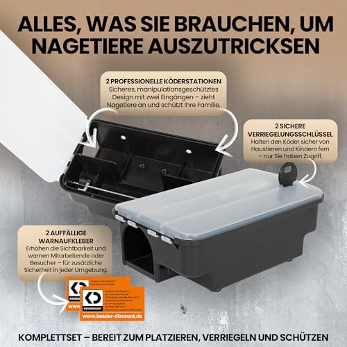 Köder-Discount Rattenfalle für Giftköder (Köder nicht enthalten) – 2 Abschließbare Rattenköderboxen mit Klarem Deckel zur sicheren Auslage… – Ansicht 4