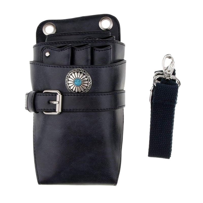 Borsa Parrucchiere Fondina for forbici con cintura, for parrucchieri, stilista di capelli, da barbiere, parrucchiere, porta-cintura(Noir)