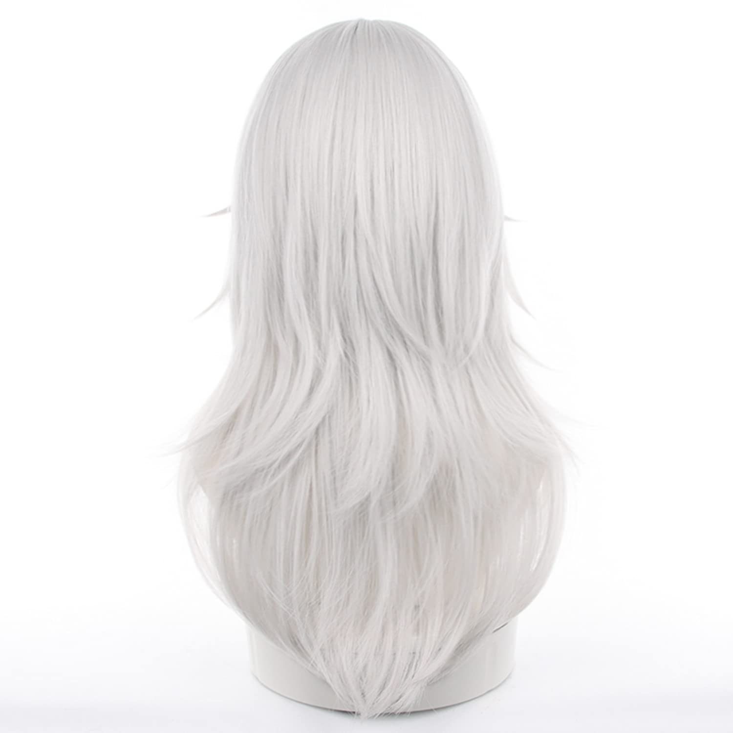 Silver White Medium Cosplay Wig Heat Resistan Synthetic Hairs for Unisex Adult Halloween Comic Con Cos Anime Party Replacement Wigs - Image 4